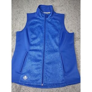Sunice Vest Women's Medium Blue Printed Fleece Lined Pockets Mock Neck Full Zip